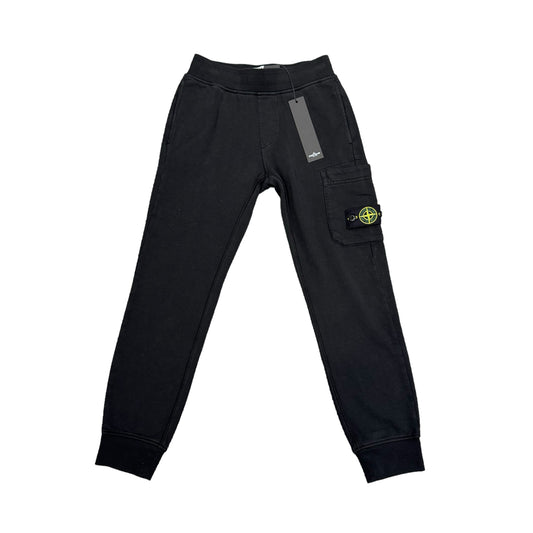 Stone Island Junior Black Compass-Patch Cargo Joggers