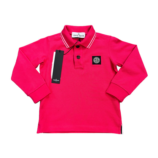 Stone Island Junior Red Cotton Blend Long Sleeve Polo-Shirt