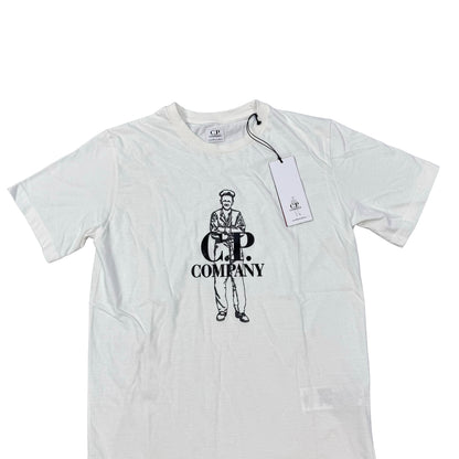 CP Company Kids White British Sailor Design 30/1 Jersey TShirt