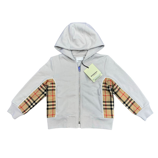 Burberry Kids Grey Vintage Check Cotton Zip Hoodie