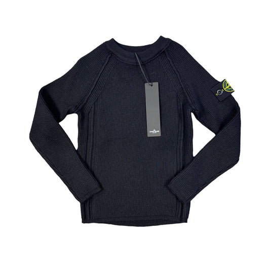 Stone Island Junior Black Woollen Crew-Neck Jumper