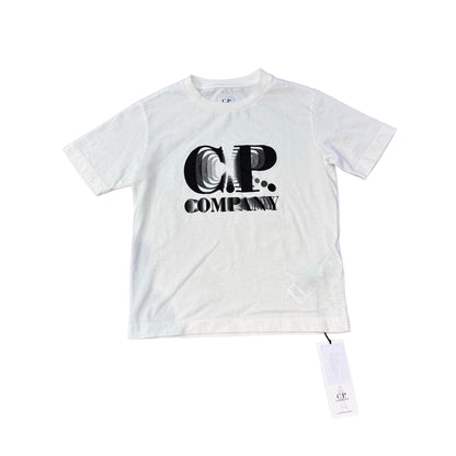 CP Company Kids White 30/1 Jersey Echo Label TShirt