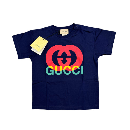 Gucci Kids Navy Blue Classic Logo-Print TShirt