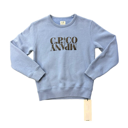 Cp Company Kids Riviera Blue Basic Fleece Logo Jumper