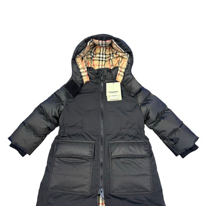 Burberry Kids Black Long-Line Coat