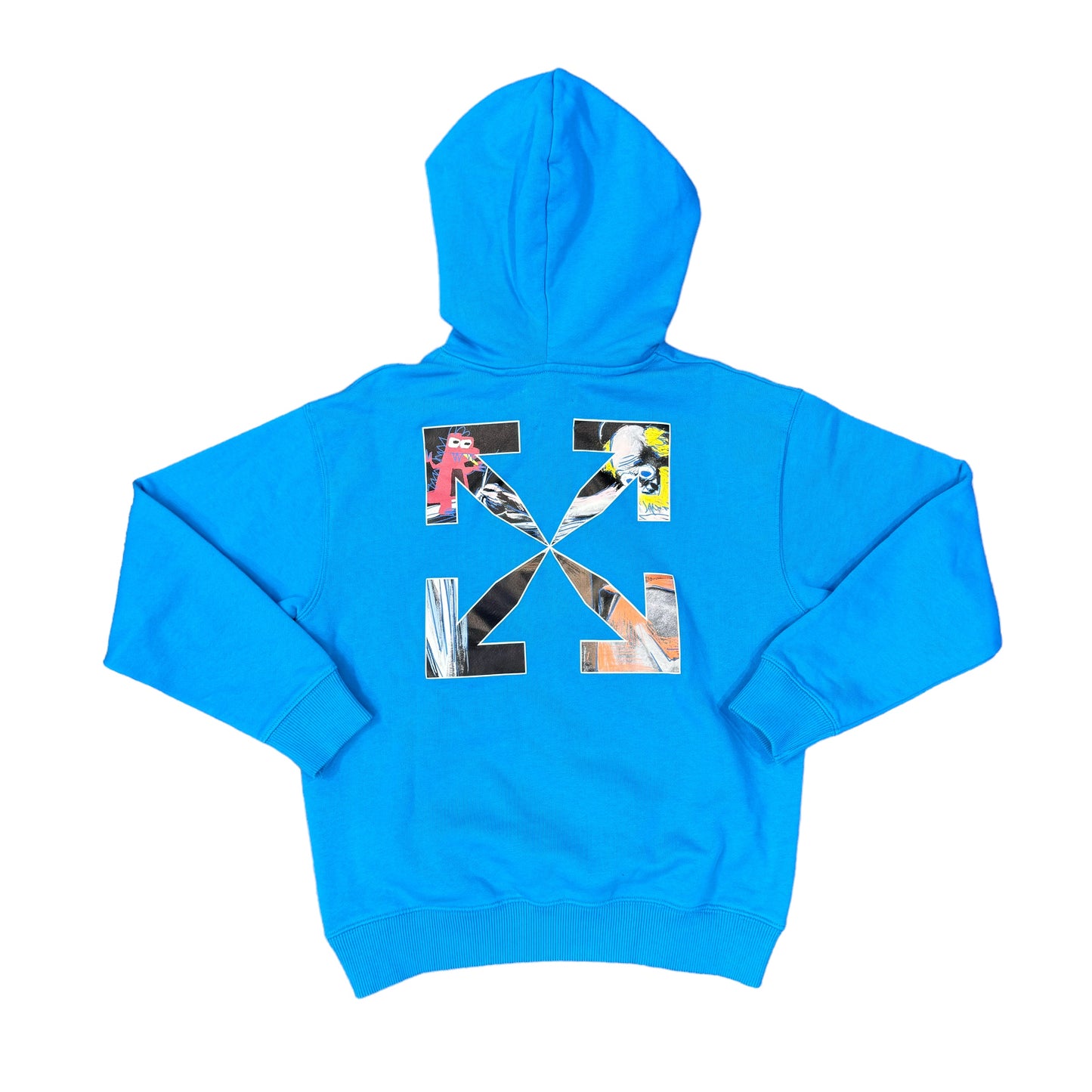 Off-White Kids Light Blue Back Logo-Print Monster Design Hoodie