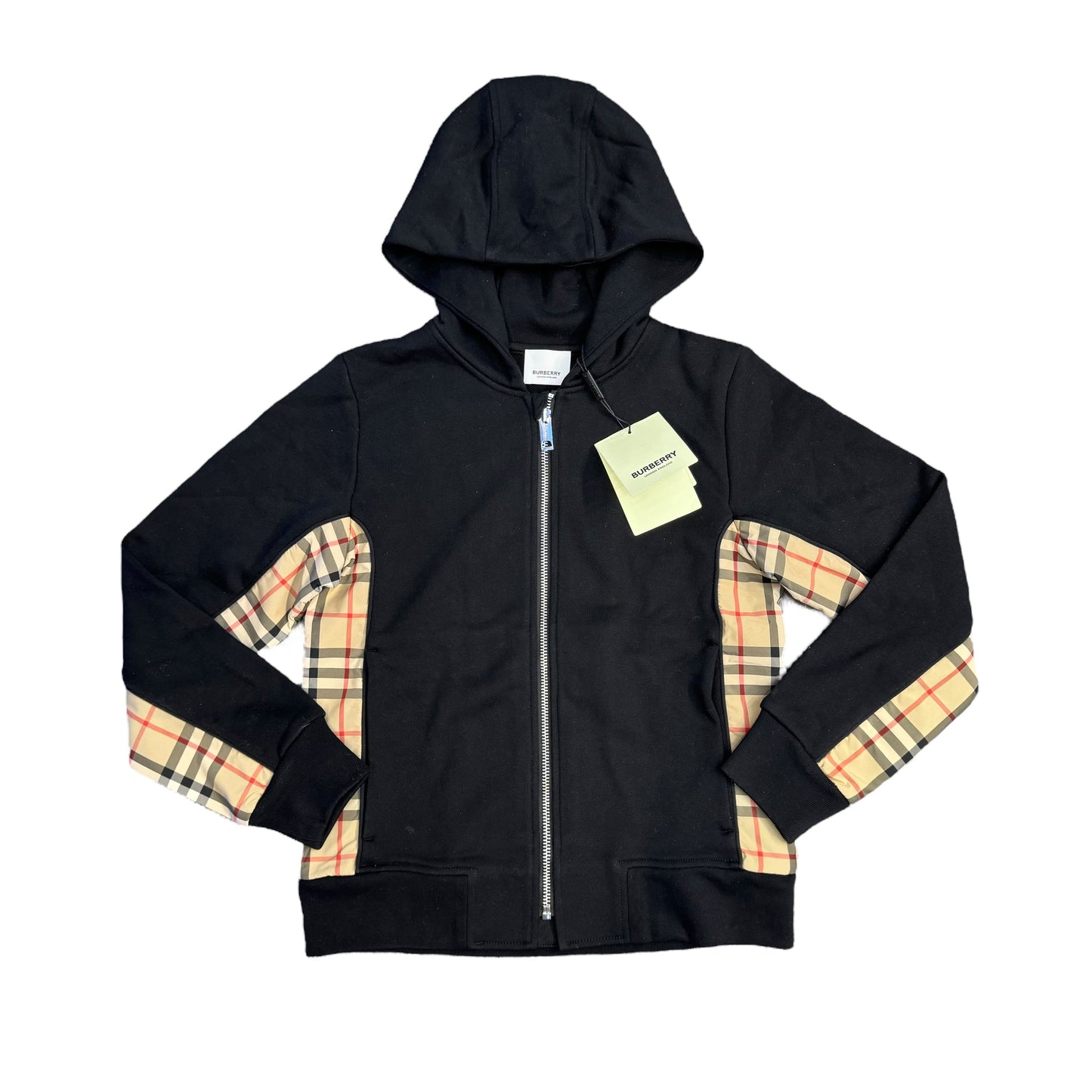 Burberry Kids Black Nolan Arch Check Zip-Up Hoodie