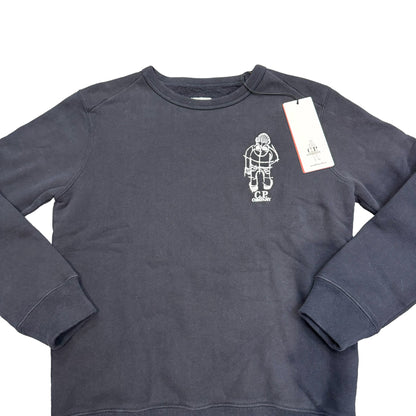 CP Company Kids Black Basic Fleece Crew-Neck Jumper