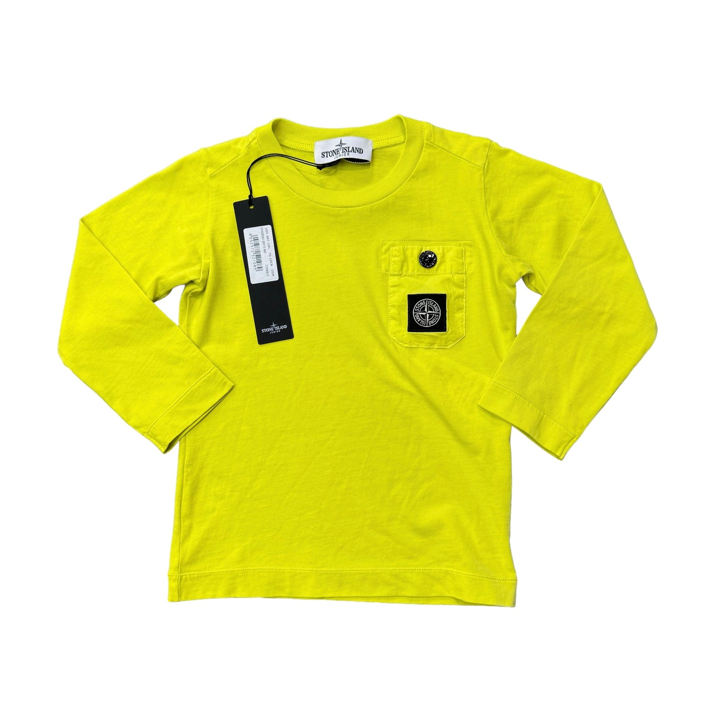 Stone Island Junior Yellow Logo-Patch Long Sleeved Cotton TShirt