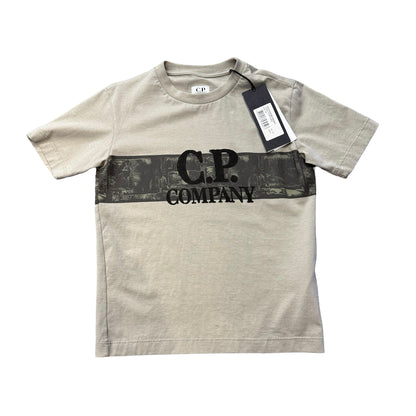 CP Company Kids Silver Seige Brown 30/1 Printed Tracery Striped TShirt