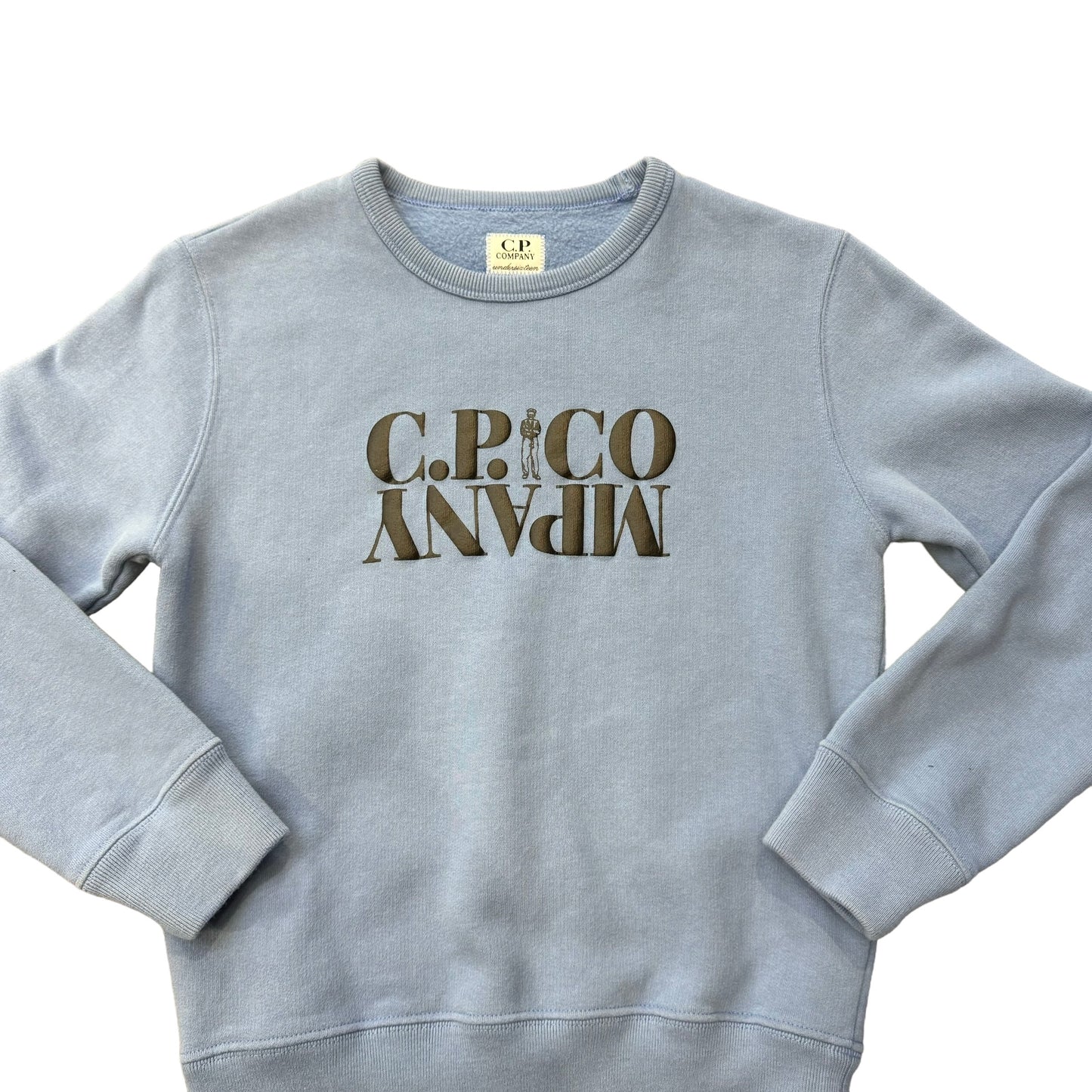 Cp Company Kids Riviera Blue Basic Fleece Logo Jumper