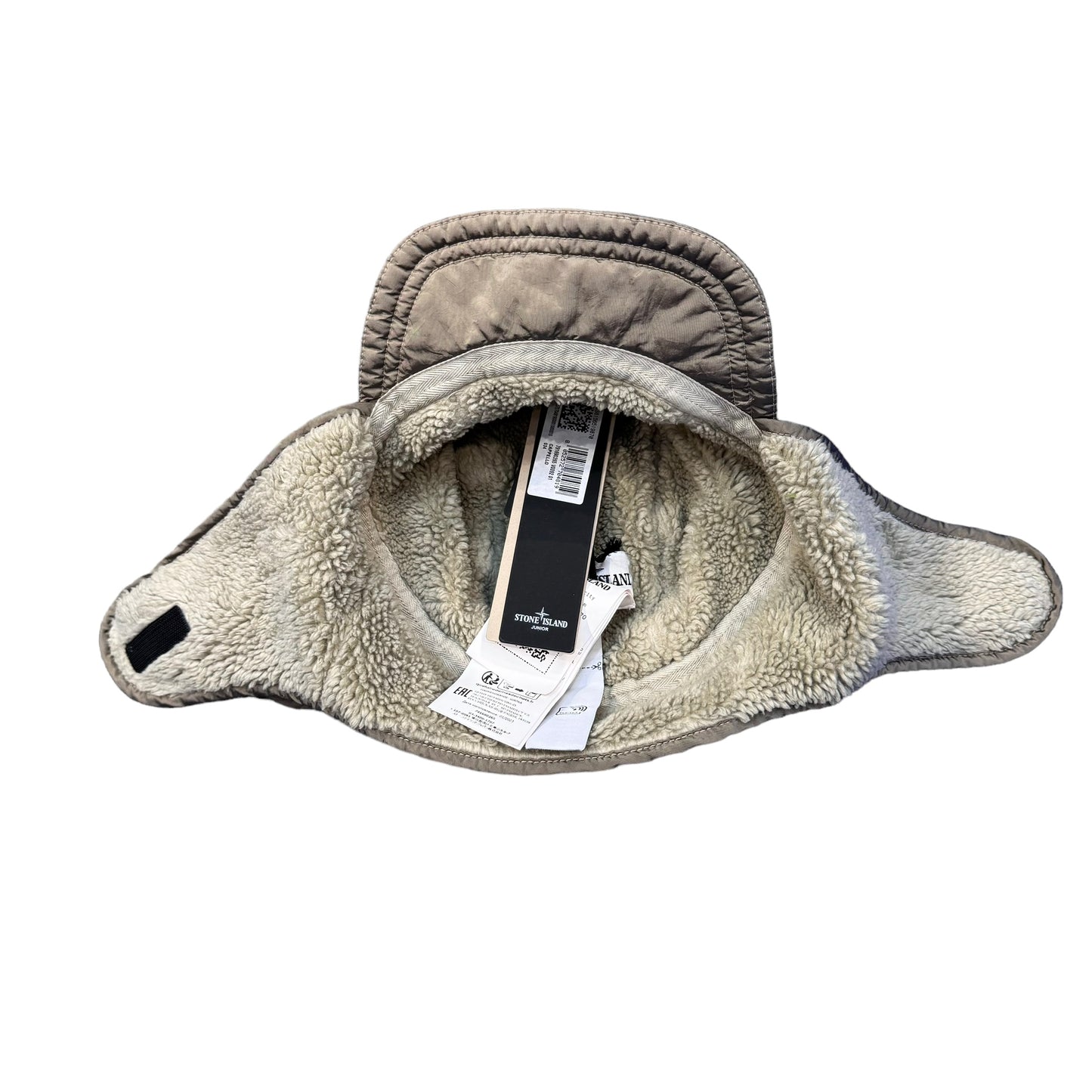 Stone Island Junior Dove Grey Nylon Metal Box-Logo Mask Hat