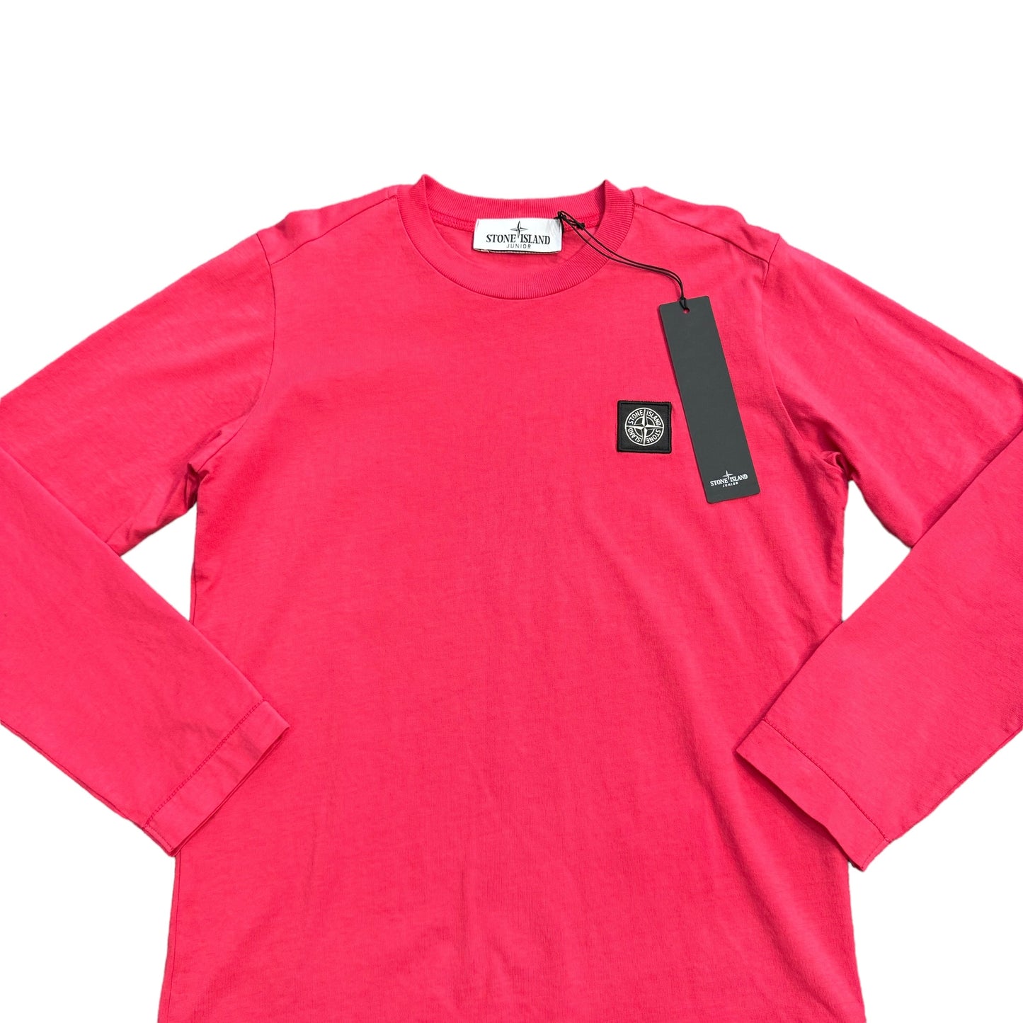 Stone Island Junior Red Long Sleeve Box-Logo TShirt